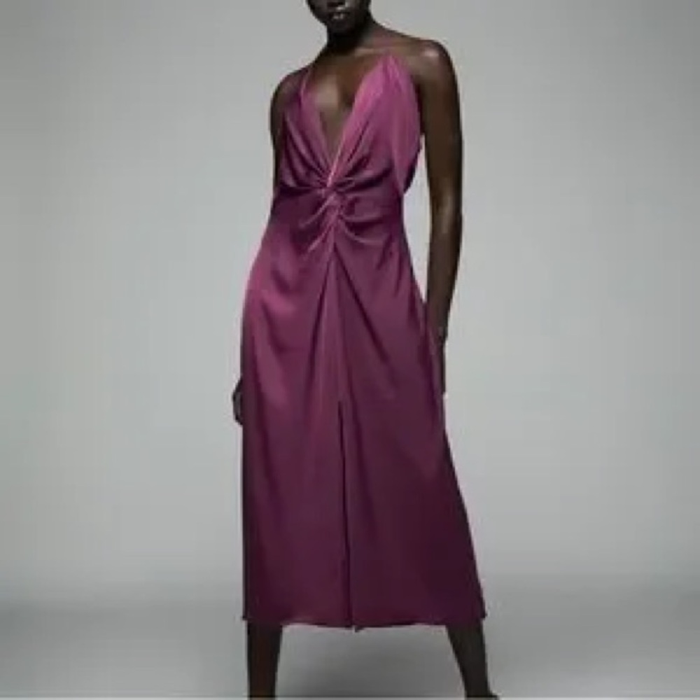 Elegant Purple Halter Dress